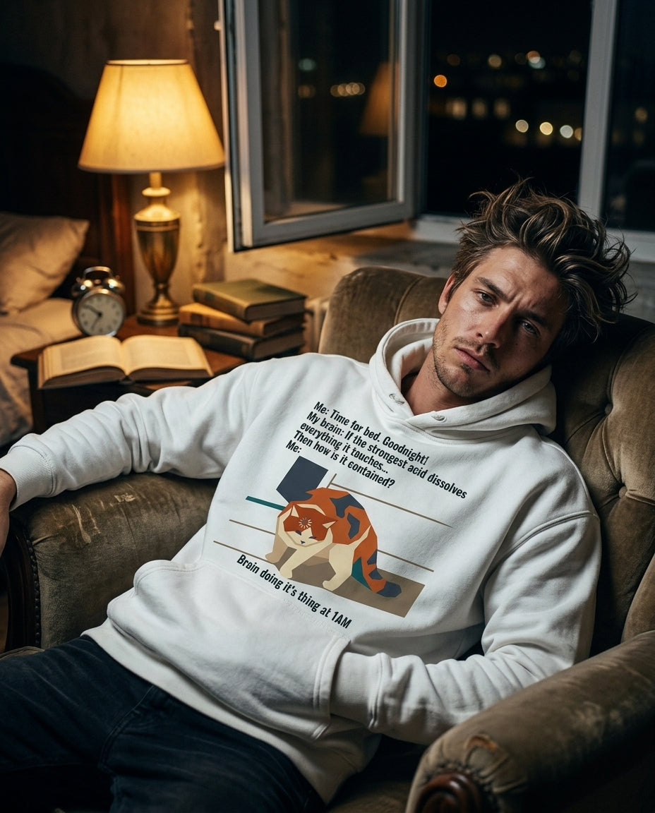 Brain doing it's thing at 1AM | Hoodie editorial photo