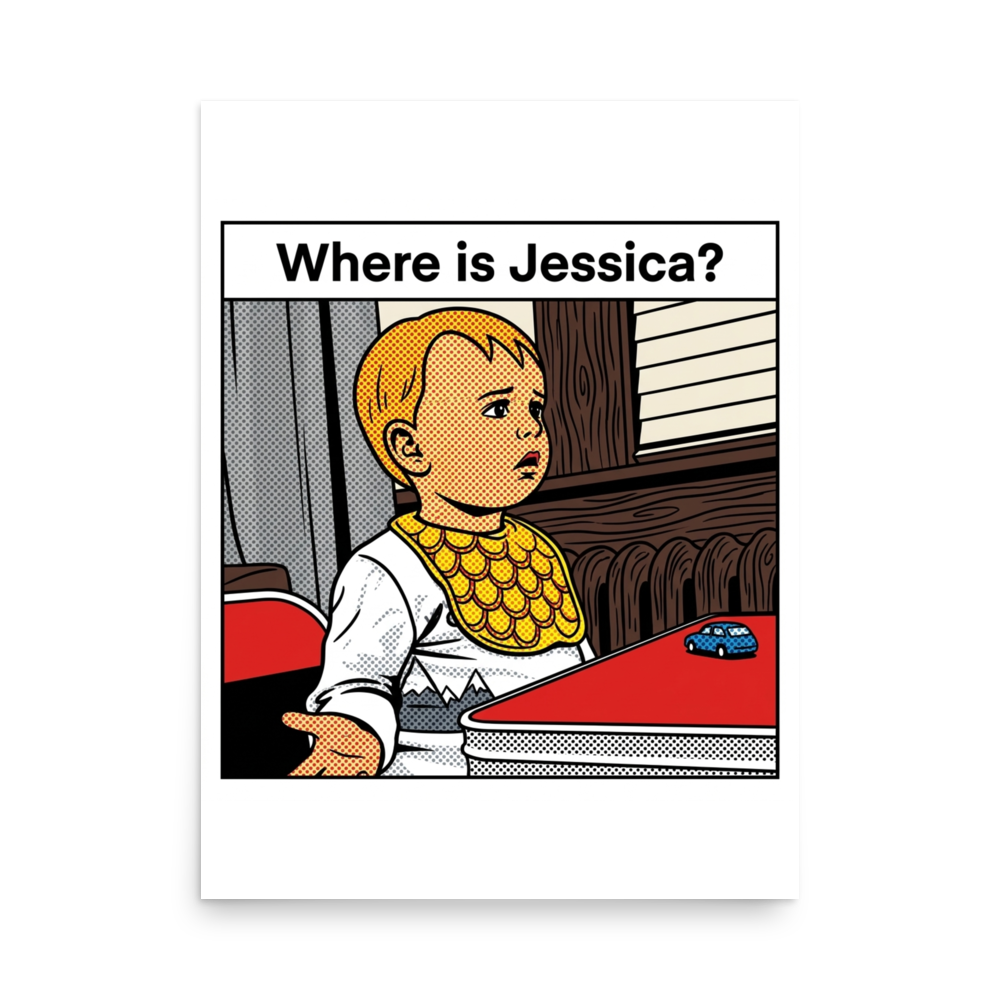Where is Jessica? | Poster 18x24 product mockup