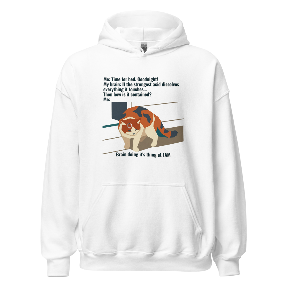 Brain doing it's thing at 1AM | Hoodie product mockup